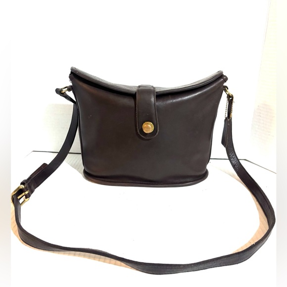 Coach Dark Brown Leather distressed Crossbody Bag - Picture 7 of 9
